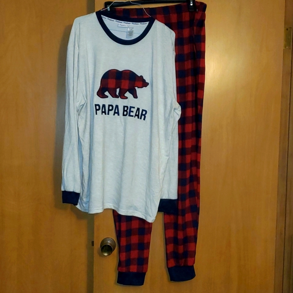 Dearforms Papa Bear Long Sleeved Shirt and Long Plaid Comfy Bottoms XL